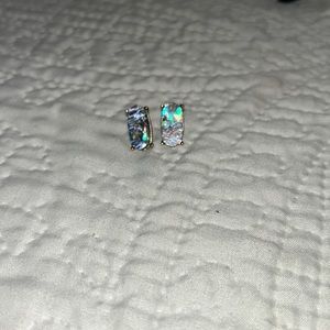 Vintage, Abalone, Rectangular Gold earrings.